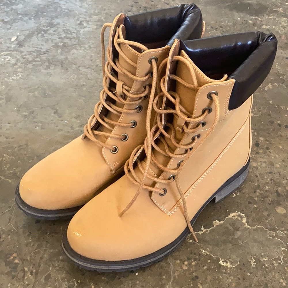 Faux Leather Beige Boots